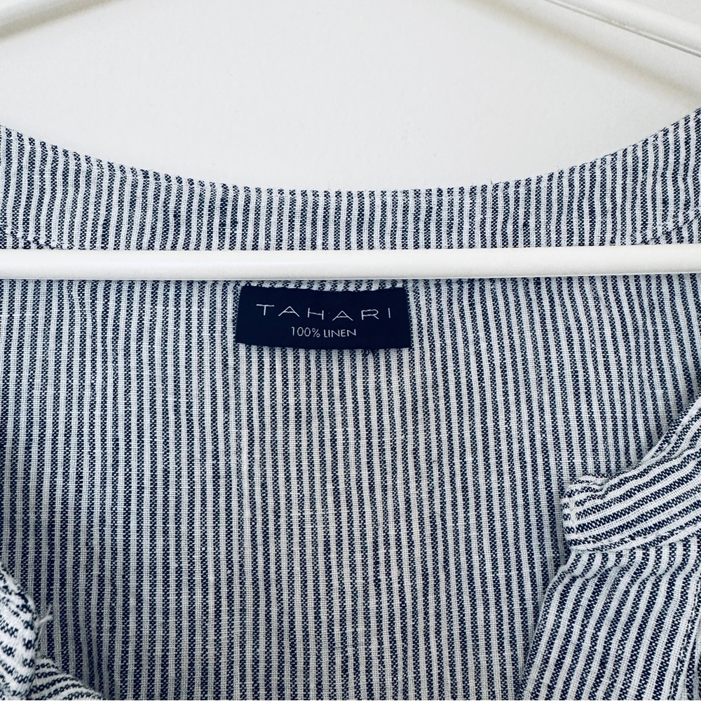 Tahari Navy and White Striped T-Shirt Dress - Picture 3 of 3